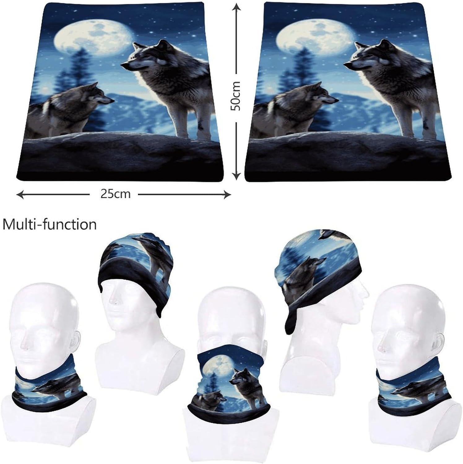 Upf 50+ Fishing Neck Gaiter Sun UV Protection Balaclava Wolfs Face Mask Cover Breathable Neckerchief Headwear Moisture Wicking Quick Dry for Fishing Running Hiking