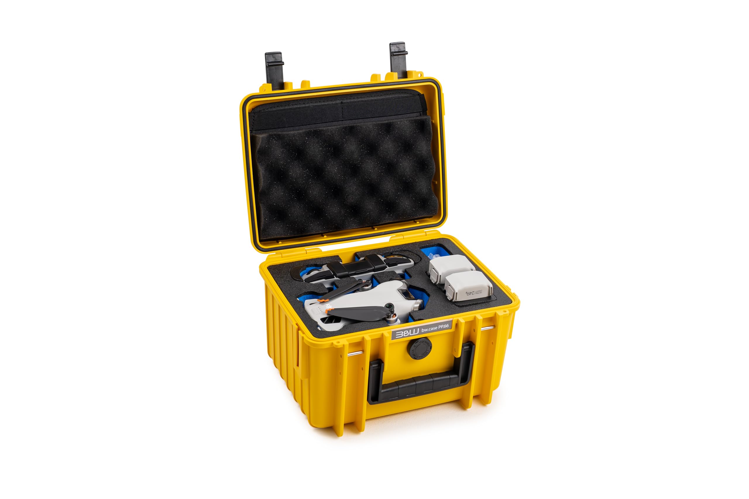 B&W Walizka transportowa do drona DJI Mini 4 Pro i Fly More Combo - typ 2000 żółta - wodoszczelna zgodnie z certyfikatem IP67, pyłoszczelna, odporna na pęknięcia i niezniszczalna
