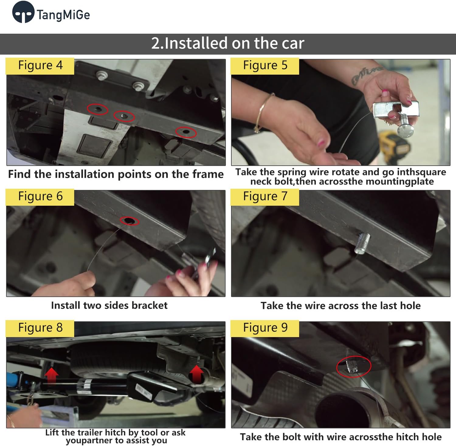 TangMiGe Class 3 Trailer Hitch, 2-Inch Receiver, Compatible with Ford Transit 150/250 2015-2025, 350 2015-2024, E-Transit 2022-2024, Bright Black Color