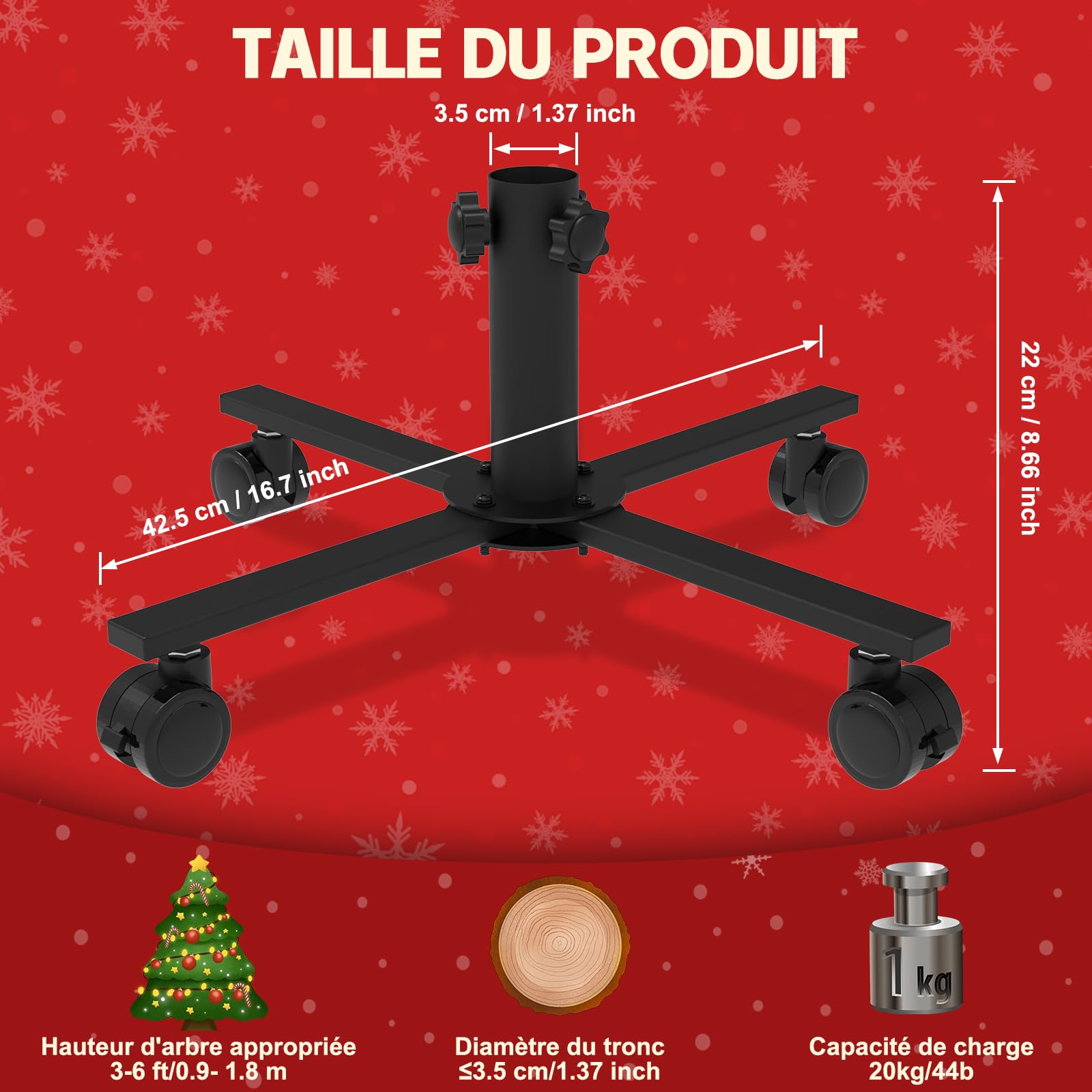Support Pliable Pour Sapin De Noël En Fer Robuste – Base Stable Avec Vis à Pouce Et Pieds Antidérapants (50 Cm)