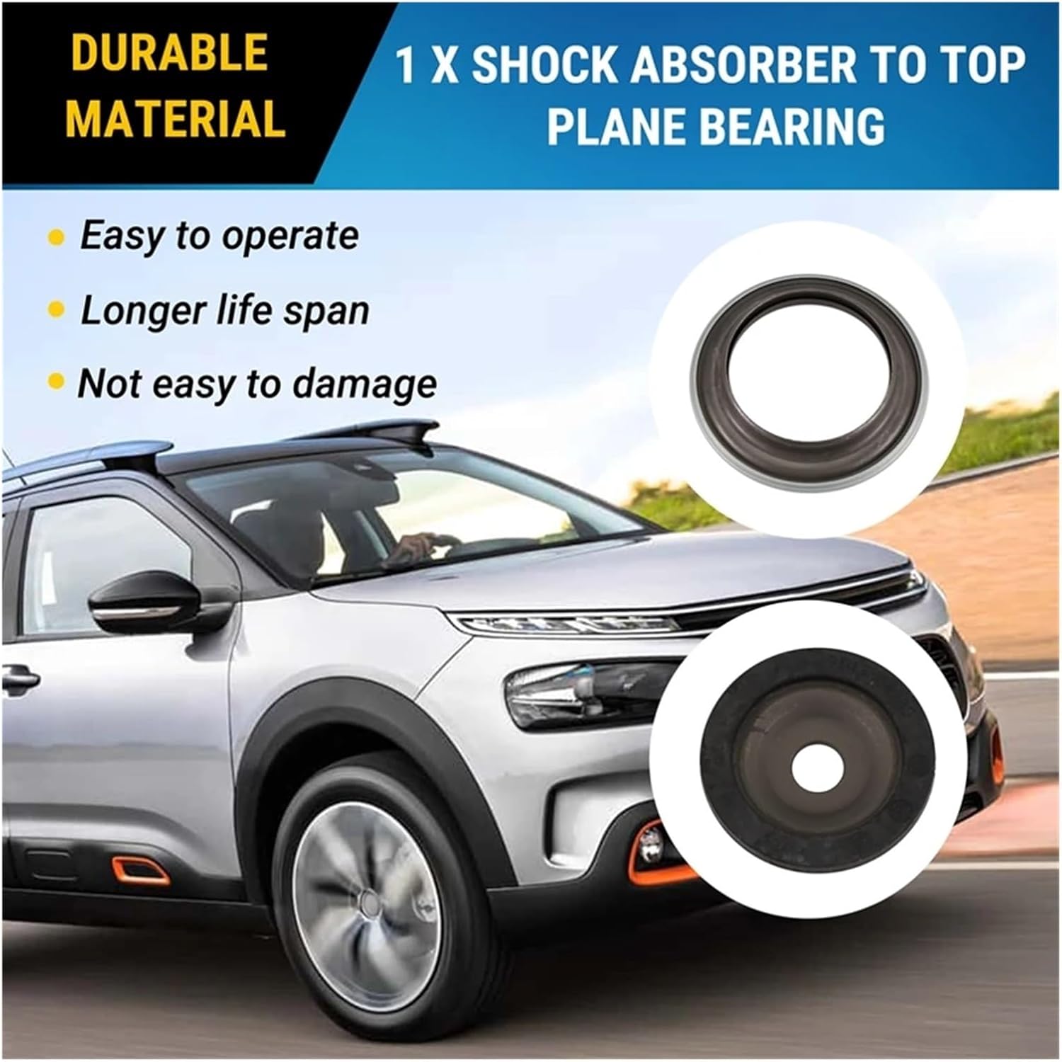 Car Shock Absorber To Top Rubber Plane Bearing Strut Mounting Kit 5038G6，Compatible with Peugeot 301 2008 Citroen C3 E-Elysee