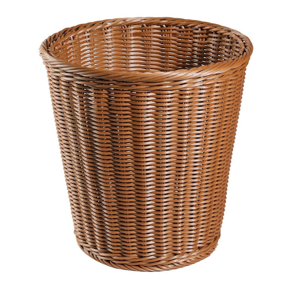 USHOBERound Wicker Rattan Waste Basket, False Rattan Woven Trash Bin, Woven No Lid Wastebasket, Rattan Woven Storage Baskets for Bedroom Office 29* 29cm ( Imitated Rattan Style )