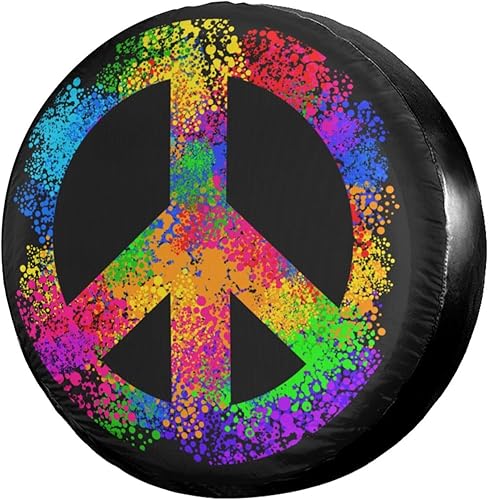 Delerain Hippie Symbols - Fundas para neumáticos de repuesto, impermeables, a prueba de polvo, ajuste universal para remolques, RV, SUV, camiones y