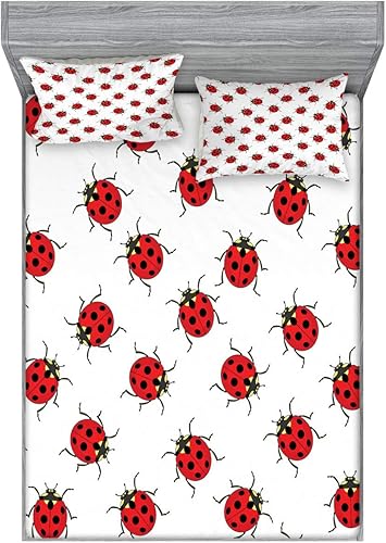 Miniatura 15 de Ambesonne Juego de sábanas bajeras y fundas de almohada de los años 90, patrón geométrico en estilo retro, formas redondas de triángulo de media