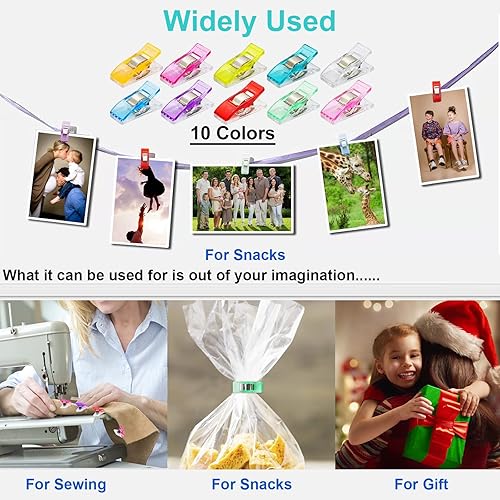 Miniatura 7 de Clips de costura para tela, paquete de 40 unidades, mini abrazaderas Wonder, clips de acolchado, herramientas de manualidades multicolor para