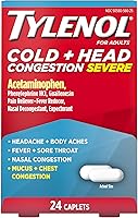 Tylenol Cold + Head Congestion Severe Caplets 24ct: Fast Multi-Symptom Relief for Pain, Fever, Nasal & Sinus Congestion