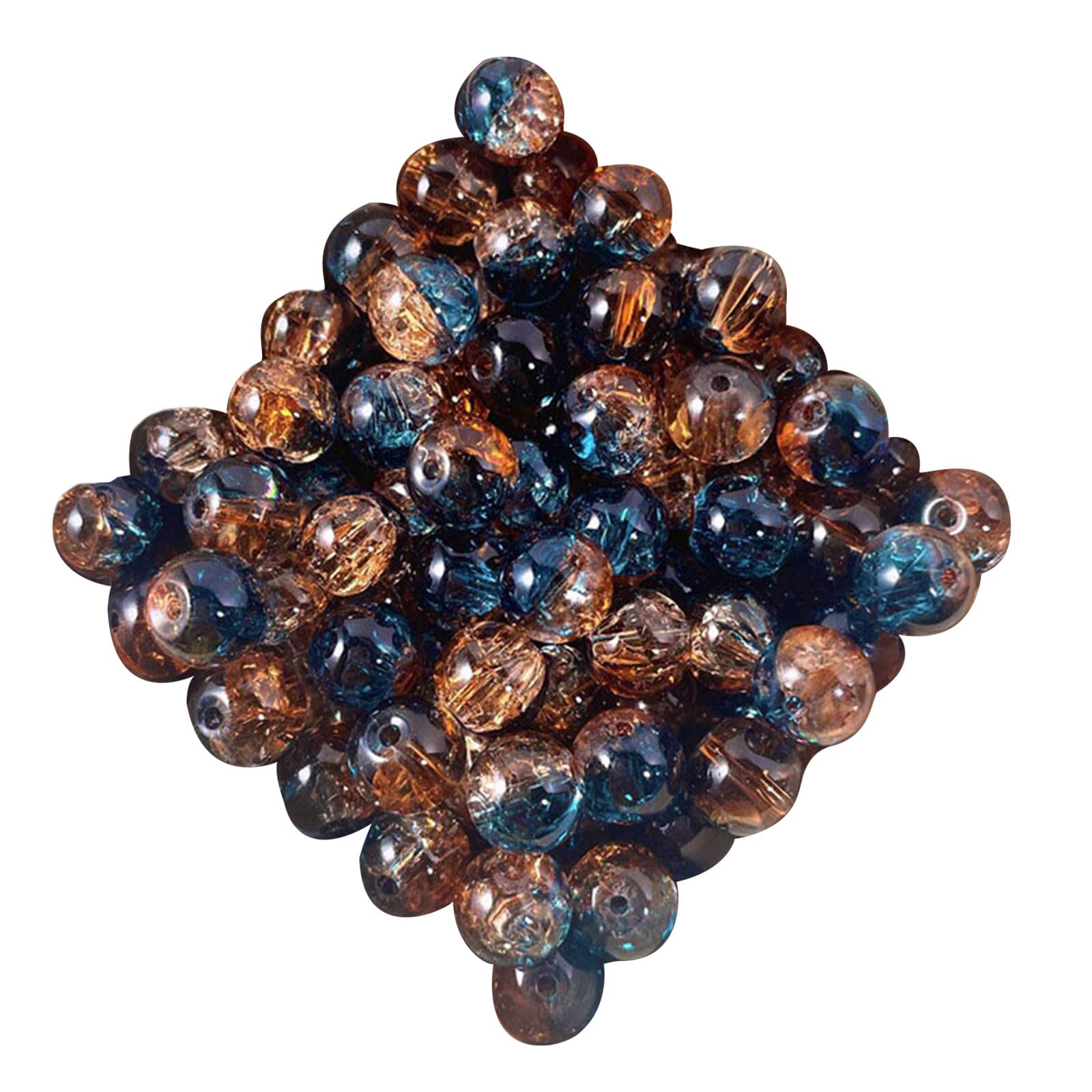 carotoe 50Pcs Multicolored Clear Round Beads Crushed Ice Textured Glass Beads for Necklace Bracelets Making Accessories Ice Crushed Glass