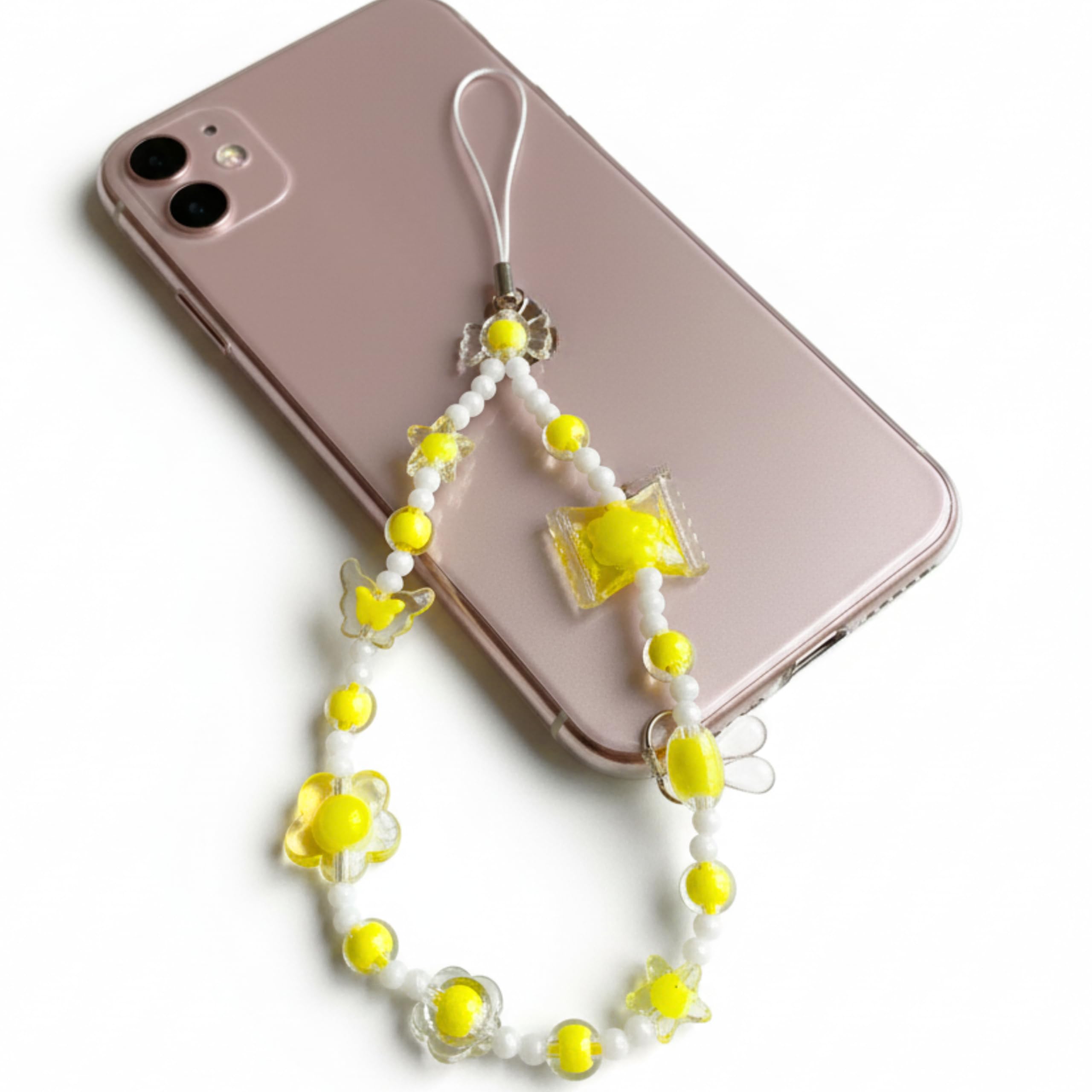 snowy shop multicolor beaded phone charm for girls– cute korean style pendant | aesthetic mobile chain strap, bag hanging & keychain jewelry for women
