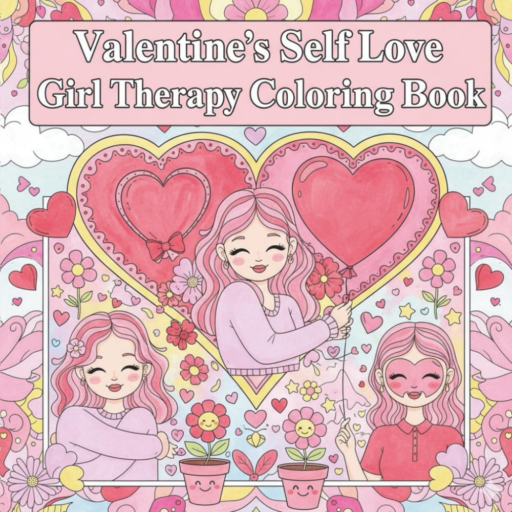 Valentine’s Self Love Girl Therapy Coloring Book: A Relaxing Anti-Stress Coloring Book for Girls Featuring Hearts, Roses, Self-Care Scenes, Positive ... Aesthetic to Boost Confidence and Mindfulness