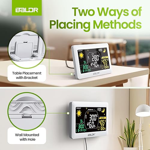 Miniatura 8 de BALDR Estación meteorológica WiFi termómetro inteligente inalámbrico para interiores y exteriores con aplicación y pronóstico en tiempo real en