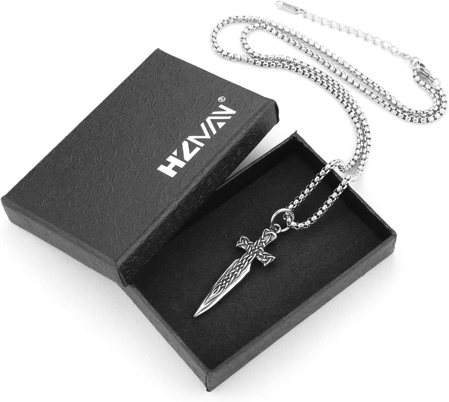 HZMAN Sword Necklace for Men Stainless Steel Gothic Retro Celtic Knot Knight Sword Pendant with 24 Inches Chain - Image 6