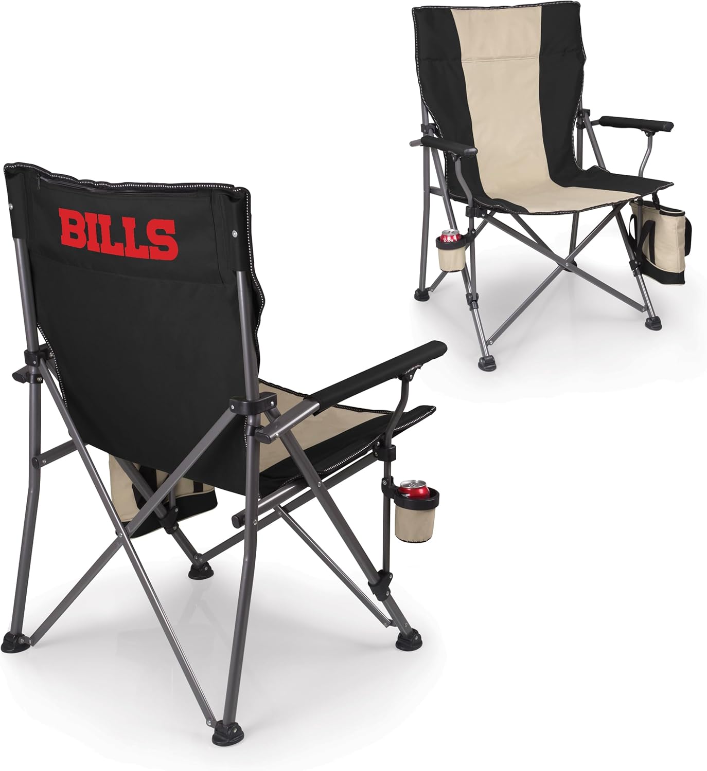 Picnic TIME NFL Buffalo Bills Big Bear XXL Camp Chair with Cooler, Heavy Duty Beach Chair, 500 lb Capacity Camping Chair with Carry Bag, (Black)