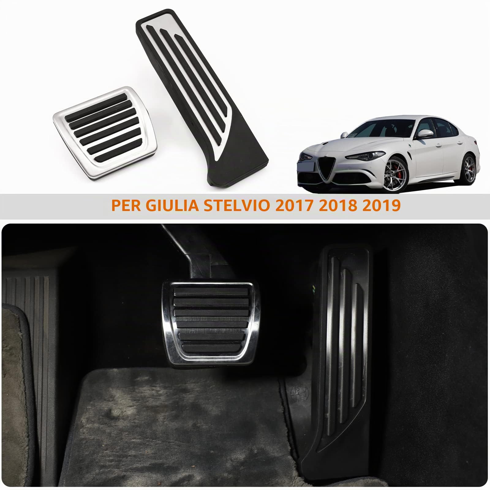 Coperture in Lega per Pedali di Frenata a Carburante per Auto, Accessori per Giulia Stelvio 2017 2018 2019