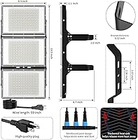 Vista 5 de Luz de inundación LED de 600 W, luces de seguridad súper brillantes para exteriores de 60000 lm con ángulo de iluminación más amplio, luz blanca