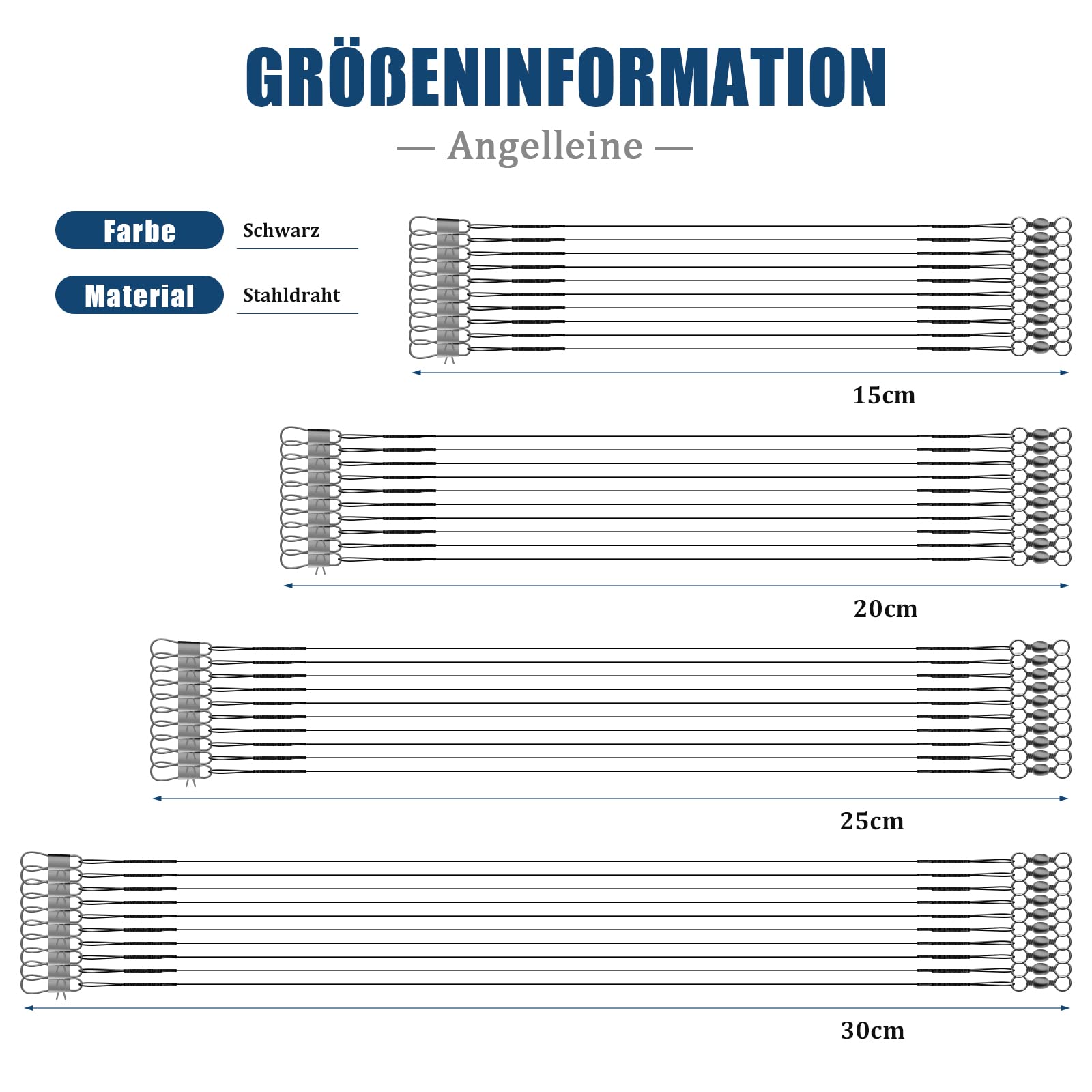 40 sztuk przyponów wędkarskich, zapobiegające ugryzieniu, z drutu ze stali nierdzewnej, przypon wędkarski z krętlikami do słonej wody i słodkowodnych ryb drapieżnych, główny sznurek