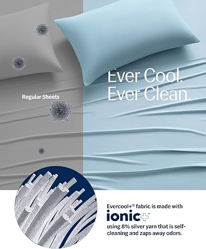 Miniatura 48 de REST® Evercool®+ Juego de sábanas refrescantes, tamaño King, gris claro, sábanas transpirables para personas que duermen con calor y sudores Gris