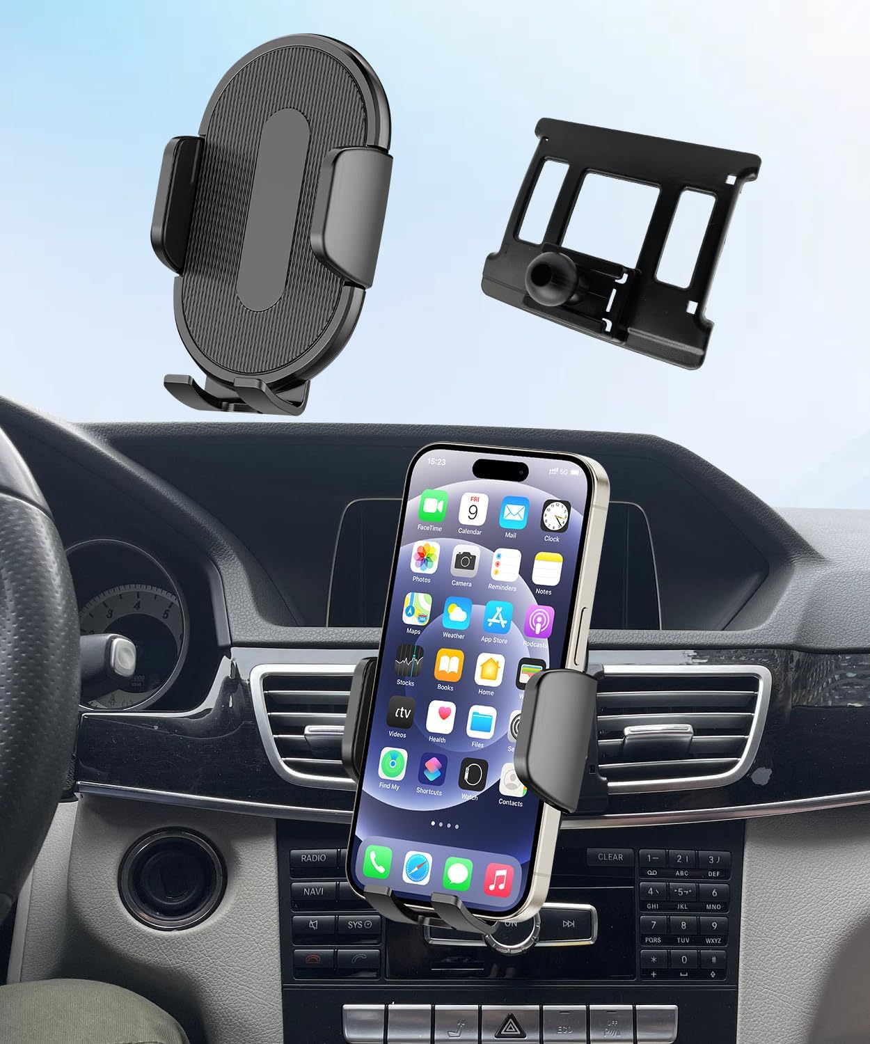 Car Phone Holder for Mercedes Benz E-Class 2014-2015 Auto Accessories，One Hand Place & Pick，360° Rotation，Hands Free，for 4.7-7 inch Phones