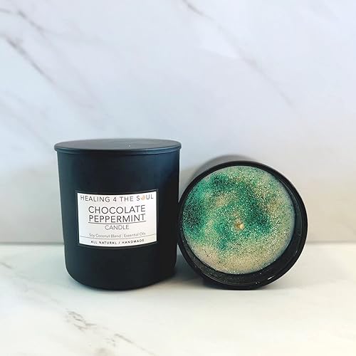 Vela de chocolate y menta  Cera de soja vertida a mano en Estados Unidos natural y vegana 8 onzas