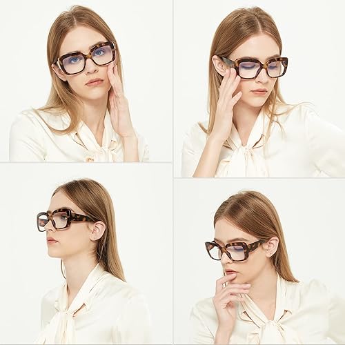 Miniatura 6 de DUMOK Lentes de lectura de gran tamaño para mujer, con bloqueo de luz azul, para lectura de computadora, antifatiga ocular