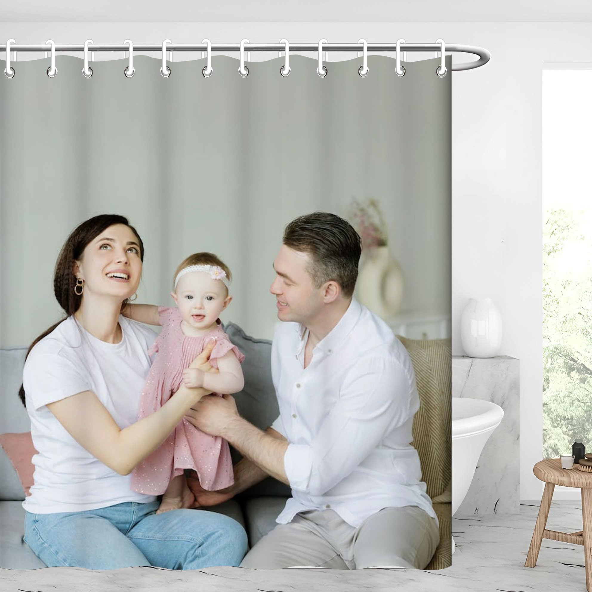 Tenda Doccia Personalizzata con la Tua Foto, Stampa HD su Tessuto Poliestere Idrorepellente, Idea Regalo Originale per la Casa