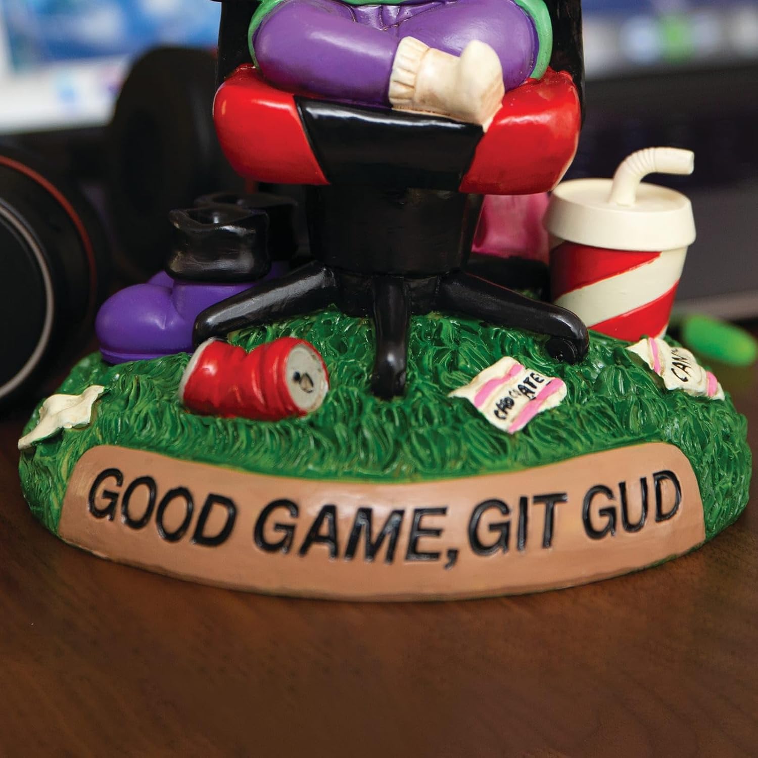 BigMouth Inc Gamer Garden Gnome Statue, Funny Outdoor Lawn Yard Figurine Decor, Resin Gaming Character Sculpture, Adults Teens Gamers, Weather Resistant Novelty Yard Accent, Gaming Gift Decor