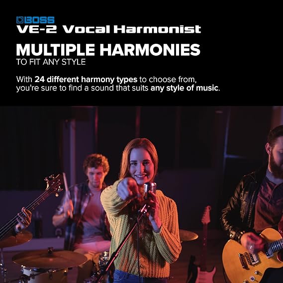 BOSS VE-2 Vocal Echo Pedal for Singing Guitarists | Real-Time Vocal Harmonies and Effects | Create Harmonies with Manual Key Selection | Connect Guitar for Auto Harmony Function | 24 Harmony Types