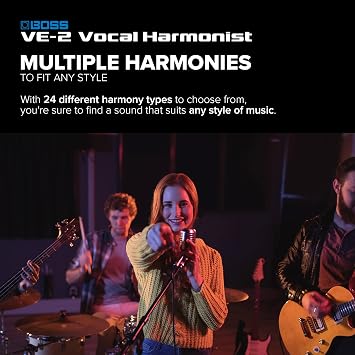 BOSS VE-2 Vocal Echo Pedal for Singing Guitarists | Real-Time Vocal Harmonies and Effects | Create Harmonies with Manual Key Selection | Connect Guitar for Auto Harmony Function | 24 Harmony Types