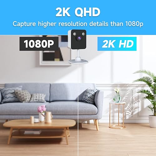 Miniatura 2 de Cámaras 2K para seguridad en el hogar en interiores, monitor WiFi de 2.4 y 5Ghz para bebés y mascotas con aplicación, visión nocturna, detección de