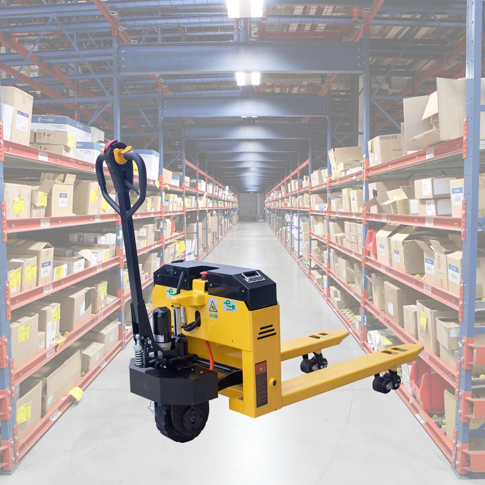 Transpallet elettrico 2000 kg/3000 kg Litio rimovibile da 48 V/20 Ah e caricatore integrato. Batteria agli ioni di litio | carrello elevatore elettrico(4409lbs)