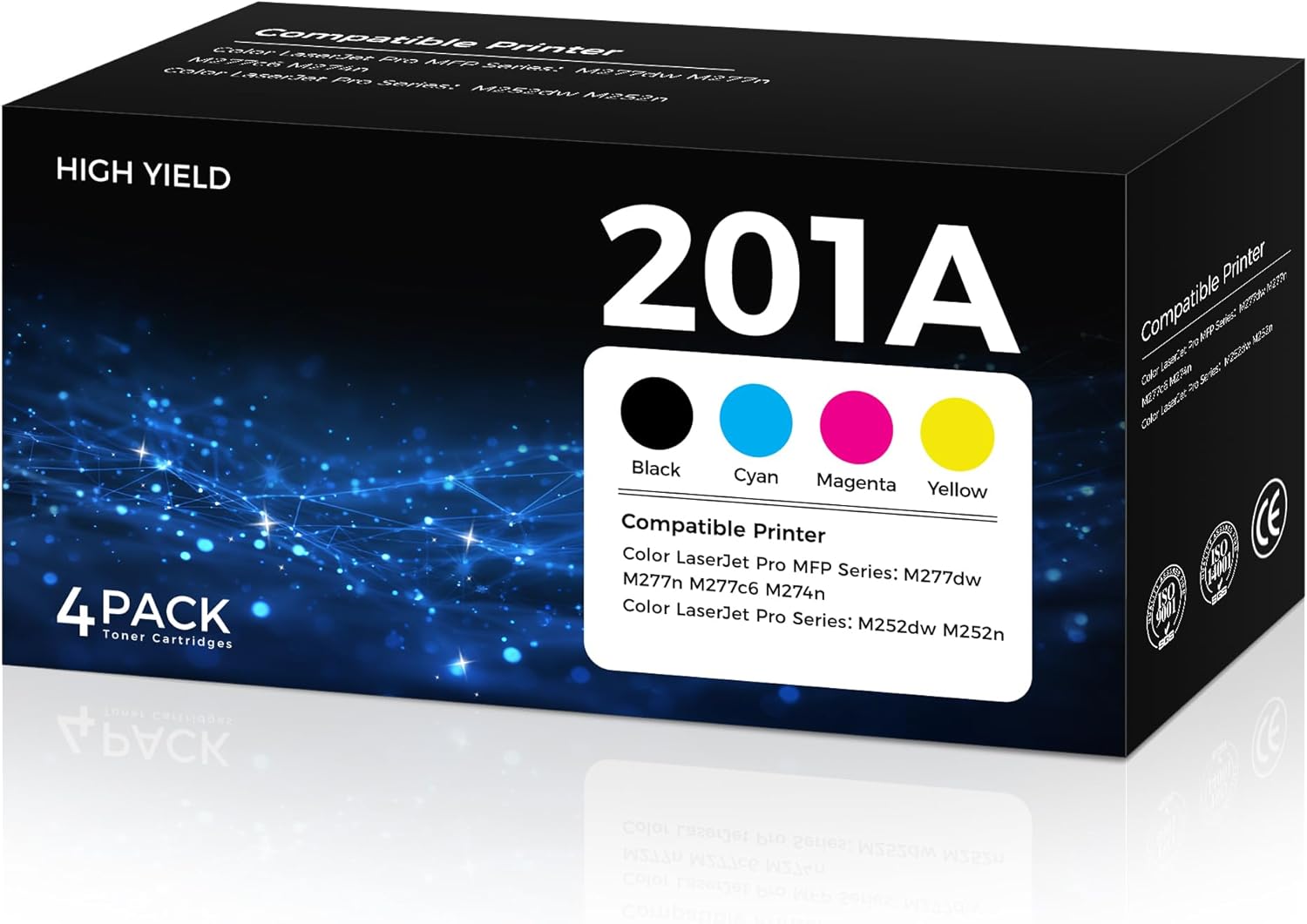 201A Toner 4 Pack Replacement for HP 201A/201X Toner Cartridges High Yield Compatible with Color LaserJet Pro MFP M277dw M277n M277c6 M252dw M252n Printer (Black Cyan Yellow Magenta)