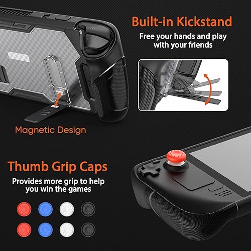 Miniatura 5 de GORIXER Protective Case for Steam Deck with Kickstand, TPU Protector Cover Accessories with Stand & Screen Protector & Thumb Grips, Full Protection,