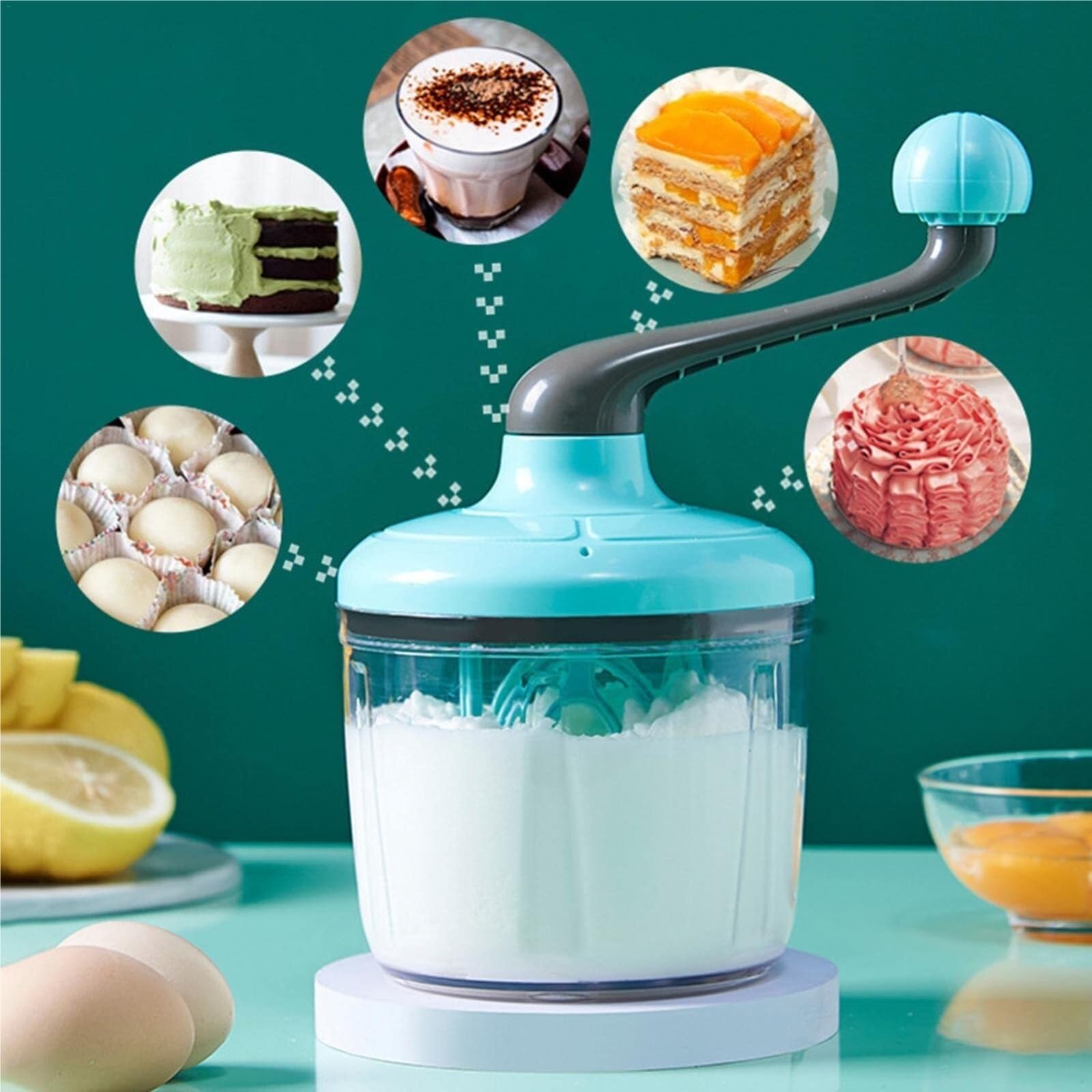 Frusta per Il Latte, Frullino for Le Uova Manuale, Frullatore for Uova, Crema for Uova, Utensili da Cucina for La Casa Frusta da Cucina Sbattitore(Grün)