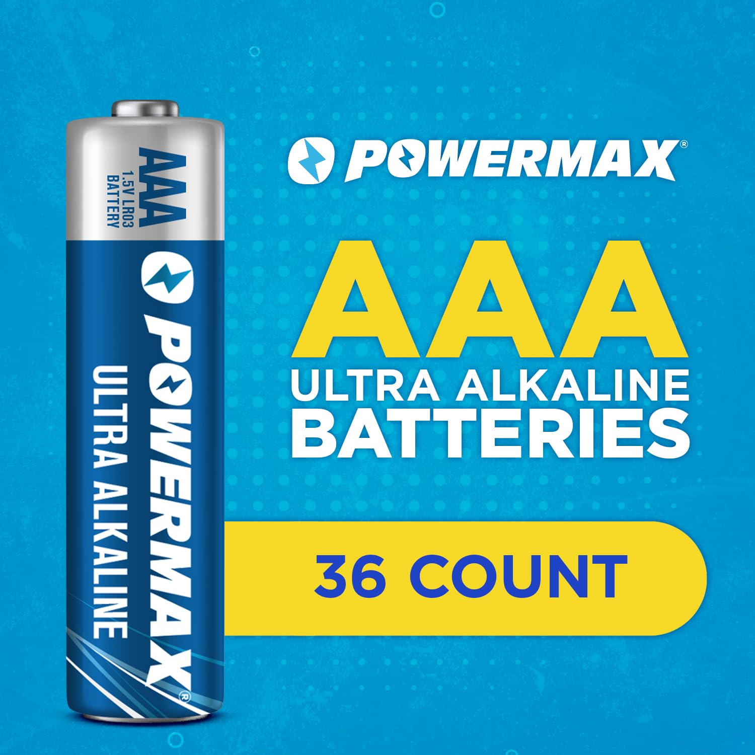 Powermax 36-Count AAA Batteries, Ultra Long Lasting Alkaline Battery, 10-Year Shelf Life, Recloseable Packaging