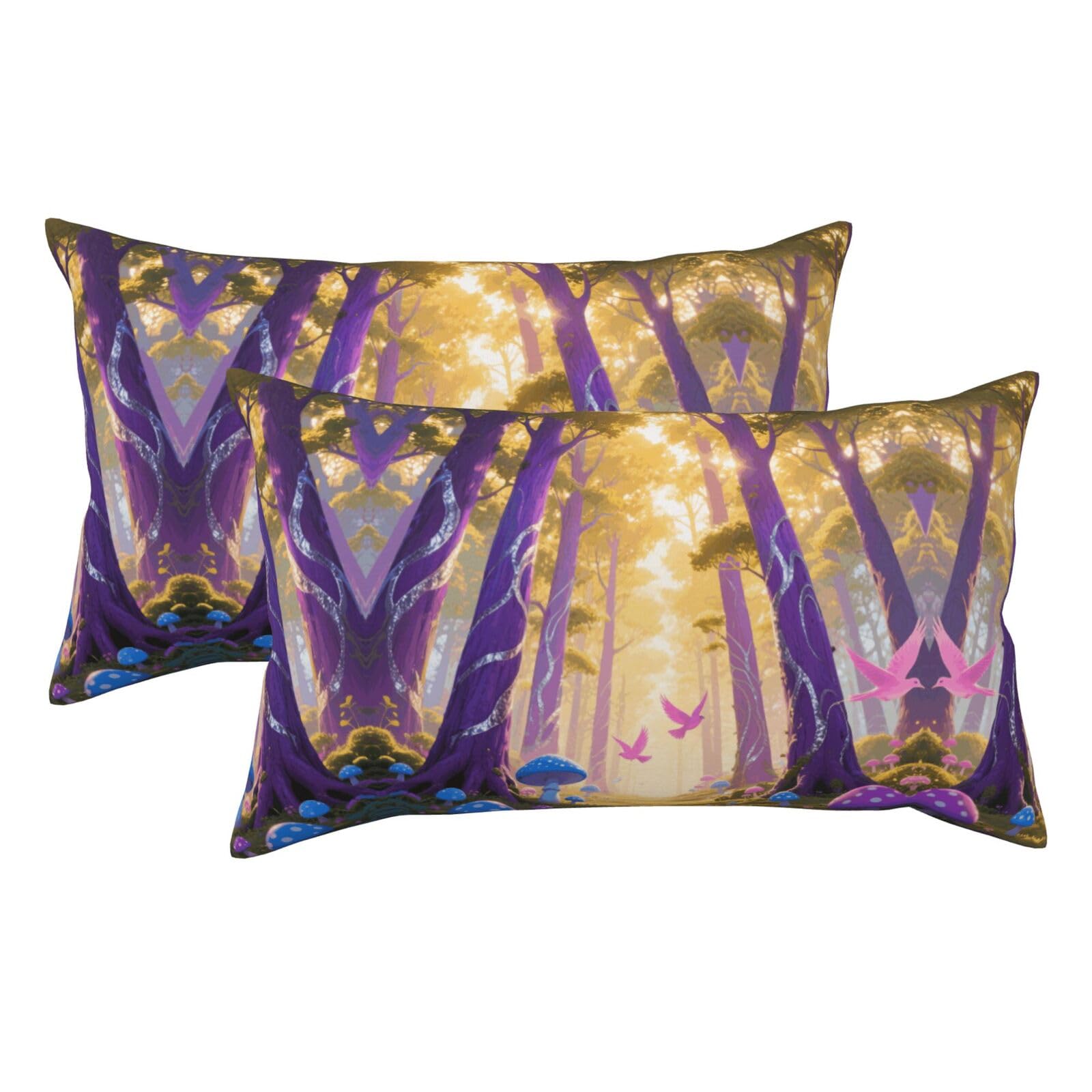 Forest Luxury King Pillowcases Set of 2, Plush Velvet Feel Pillow Covers with Hidden Zipper, Skin & Hair Friendly, 20x36 Inches Pillow Cases for Sleeping Gift