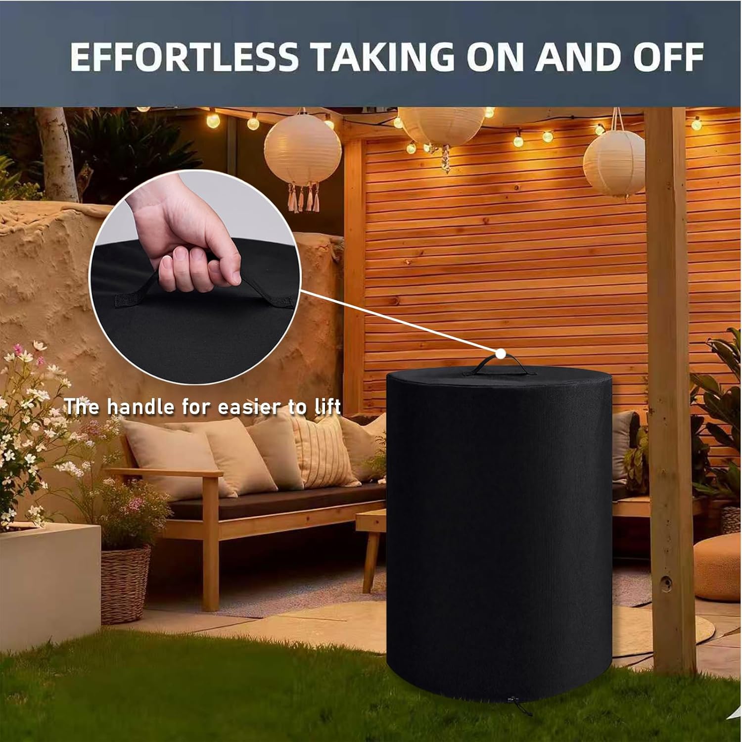 Fire Pit Cover for Ninja Fireside 360 Outdoor Heater & Fire Pit, Waterproof and Windproof Firepit Accessories, UV & Tear Resistant (Cover Only)