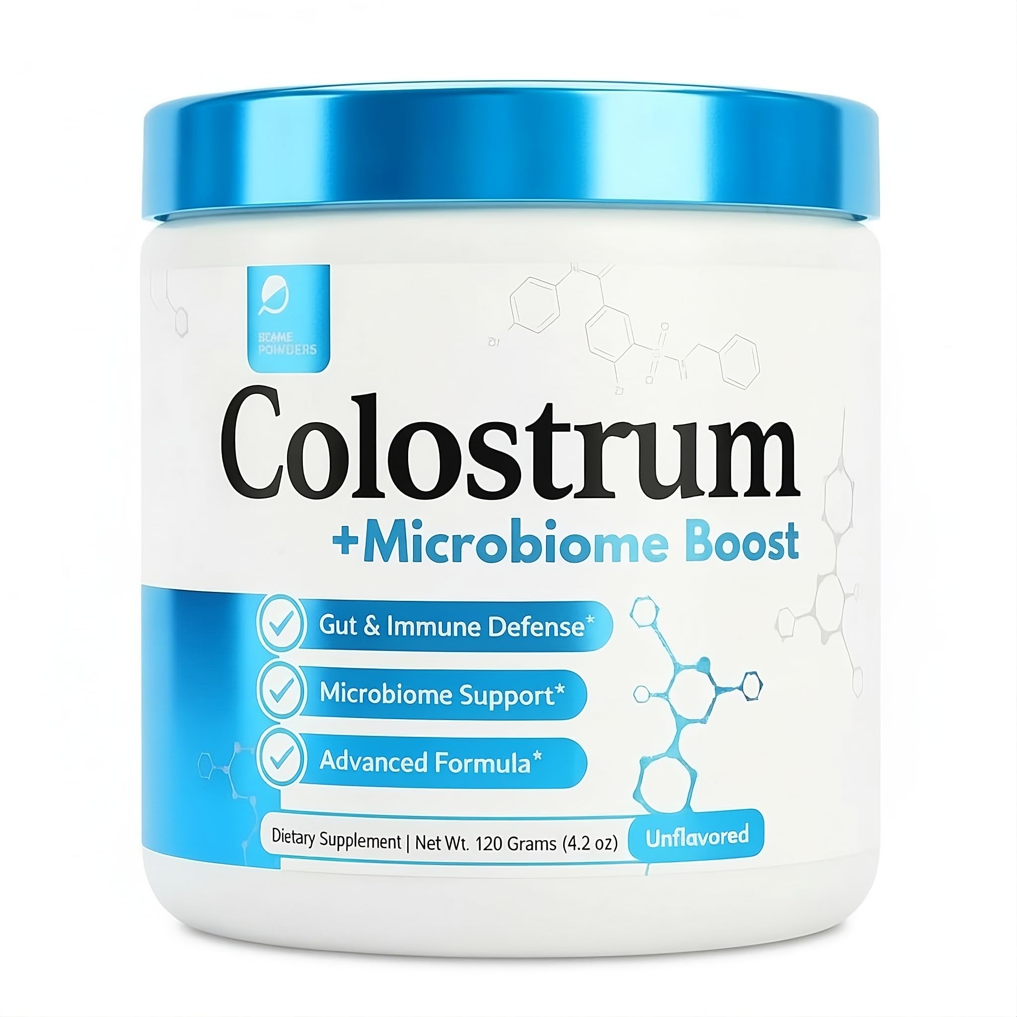 Colostrum Powder | Grass-Fed Bovine Colostrum with Akkermansia Probiotic 1B AFU | Microbiome & Gut Support | High IgG Advanced Formula | 120 Servings