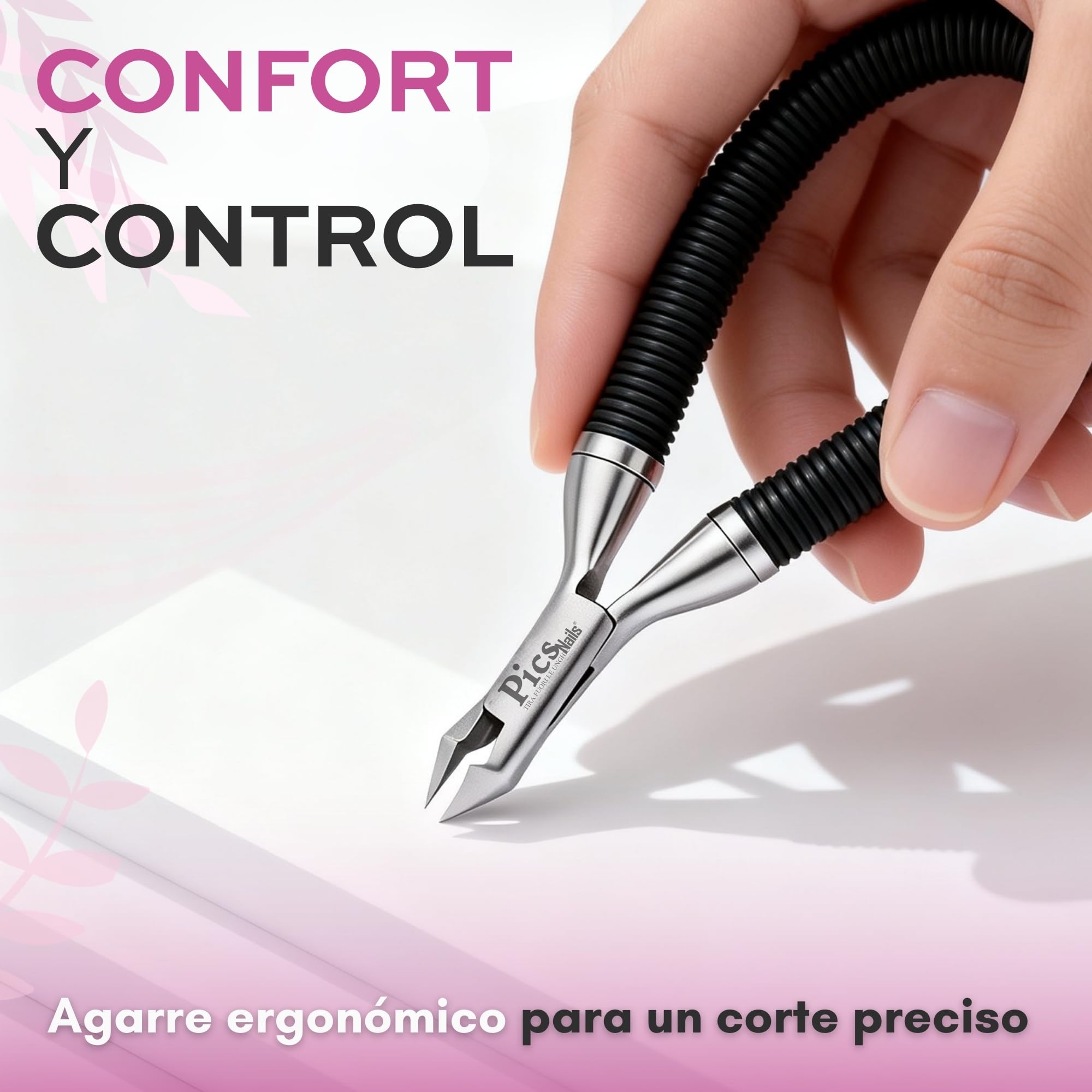 Pics Nails - Corta Cutículas Profesional 8 mm – Alicate para Cutículas de Precisión en Acero Inoxidable, Herramienta de Manicura y Pedicura Profesional