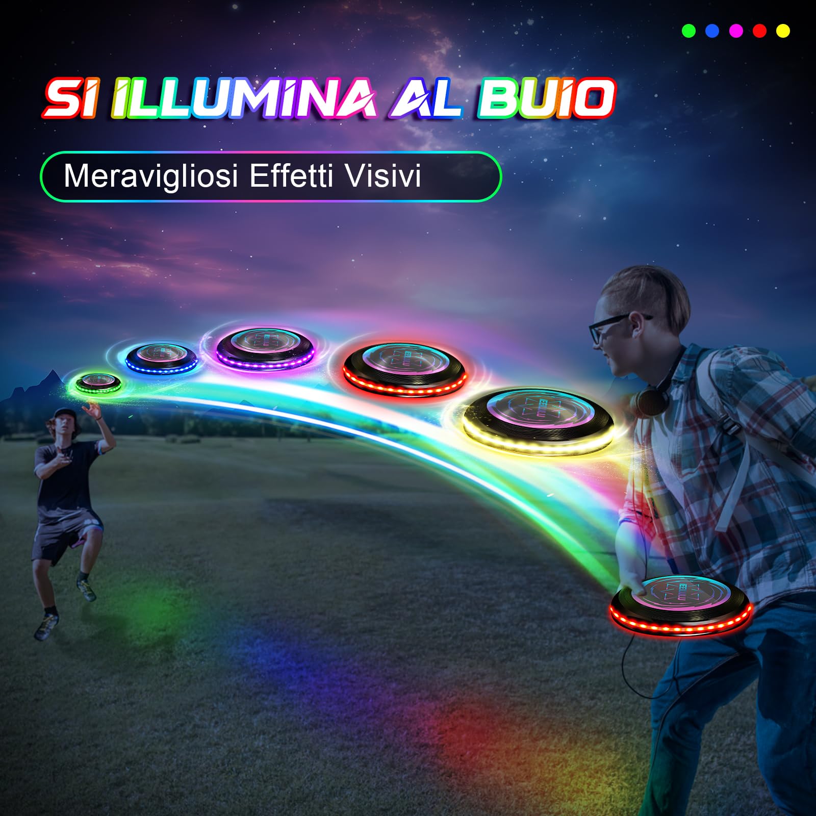 Disco da Lancio Illuminato 49 LED Frisbee da Competizione Funsport per Adulti Bambini