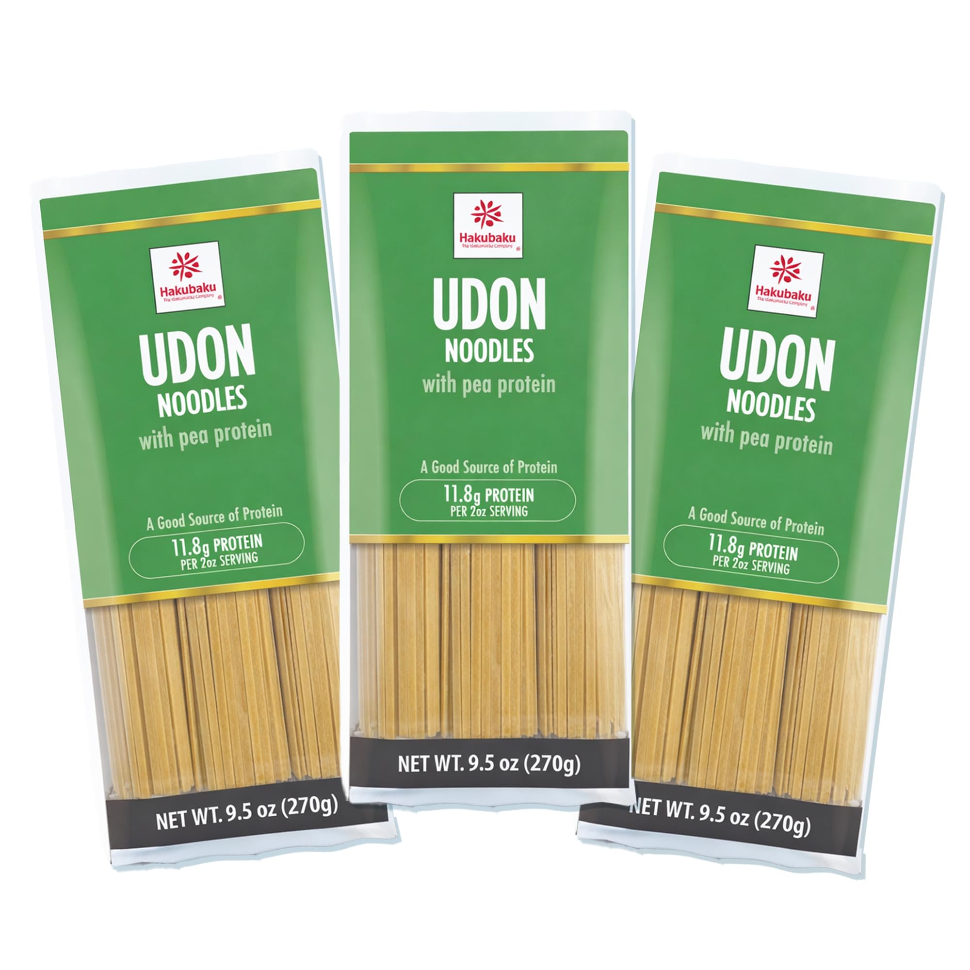 Hakubaku Udon noodles with Pea Protein 9.5 oz. 11.8g Protein per2oz serving