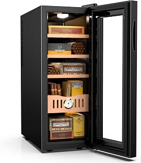 Mojgar 35L Electric Humidor, 250 Counts Cigar Humidor Cabinet with Cooling Temperature Control, Electric Cooling Cigar Fridge with Spanish Cedar Wood Shelves & Hygrometer