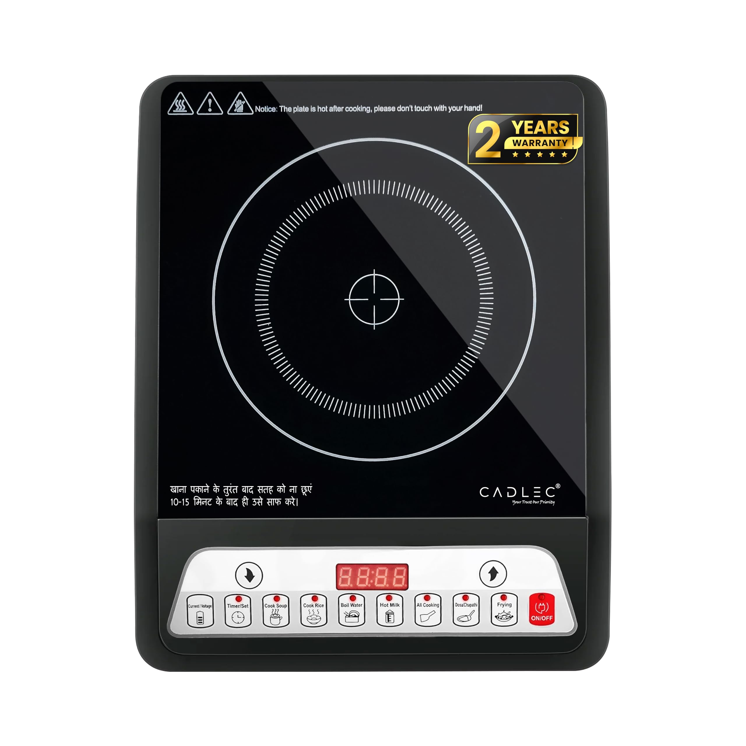 Cadlec CookBlaze 2000W Induction Cooktop with Crystal Glass | 7 Cooking Modes, Auto Shut-Off, Over-Heat Protection, LED Display, BIS Approved, 2-Year Warranty | Black-picture-12