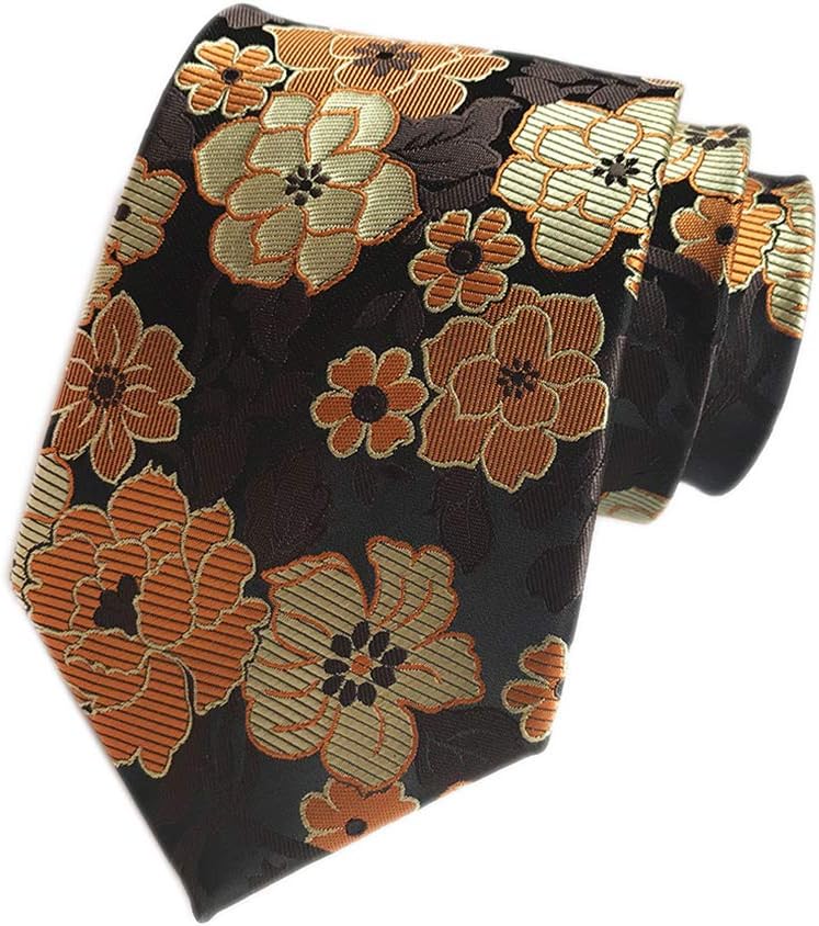 Elfeves Men's Floral Ties Jacquard Woven Slim Luxury Formal Party Suit Neckties