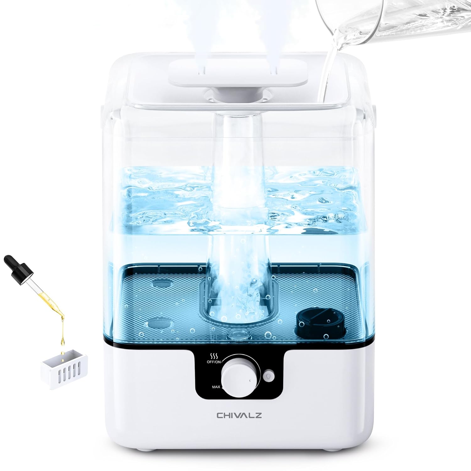 CHIVALZ 6L Humidifiers for Bedroom Large Room Home Cool Mist Top Fill Humidifiers for Baby Nursery and Plants