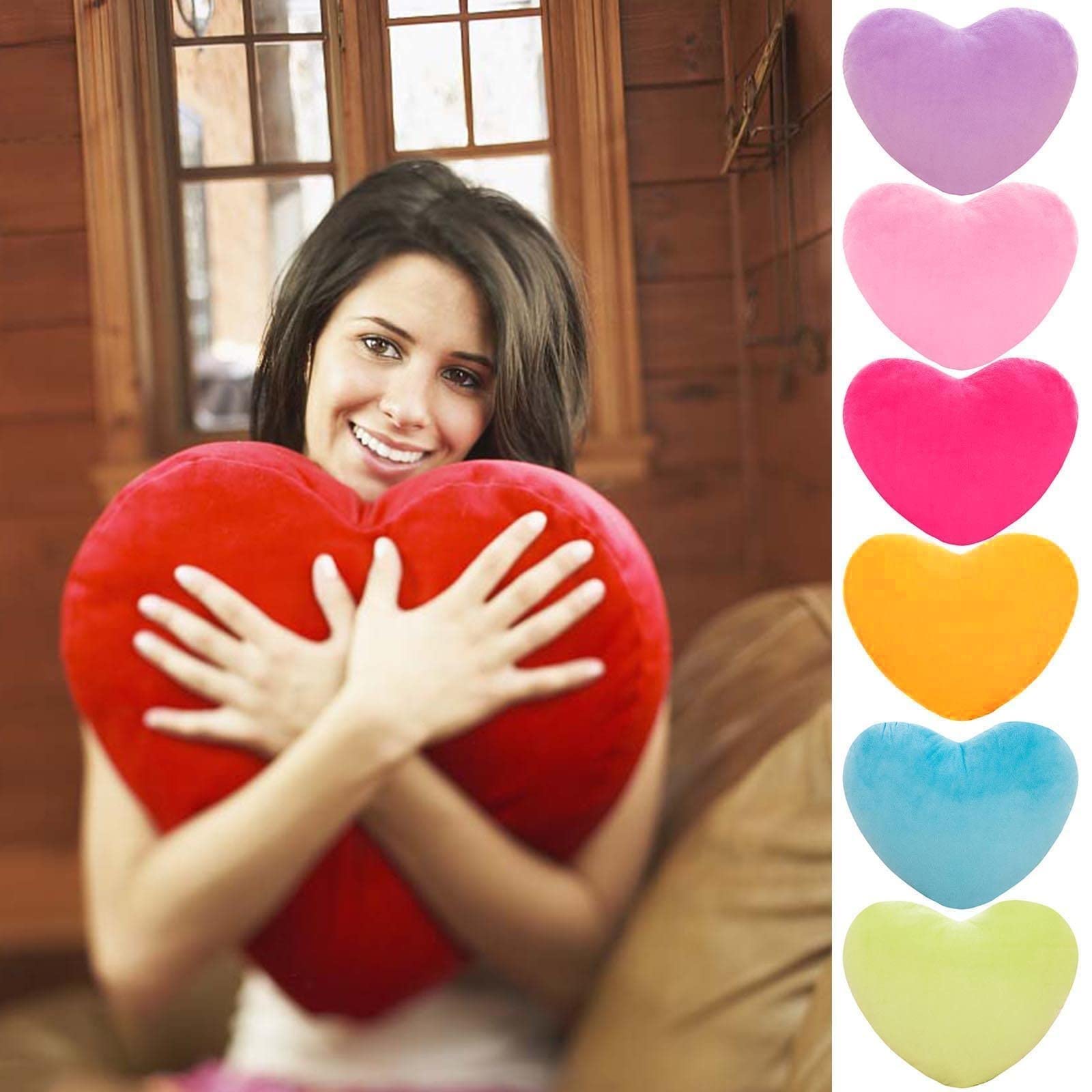 Coussin Coeur Moelleux Jaune - 50 Cm - Décoration Chambre Enfant Ou Adulte - Cadeau Saint-Valentin, Noël, Anniversaire - 8