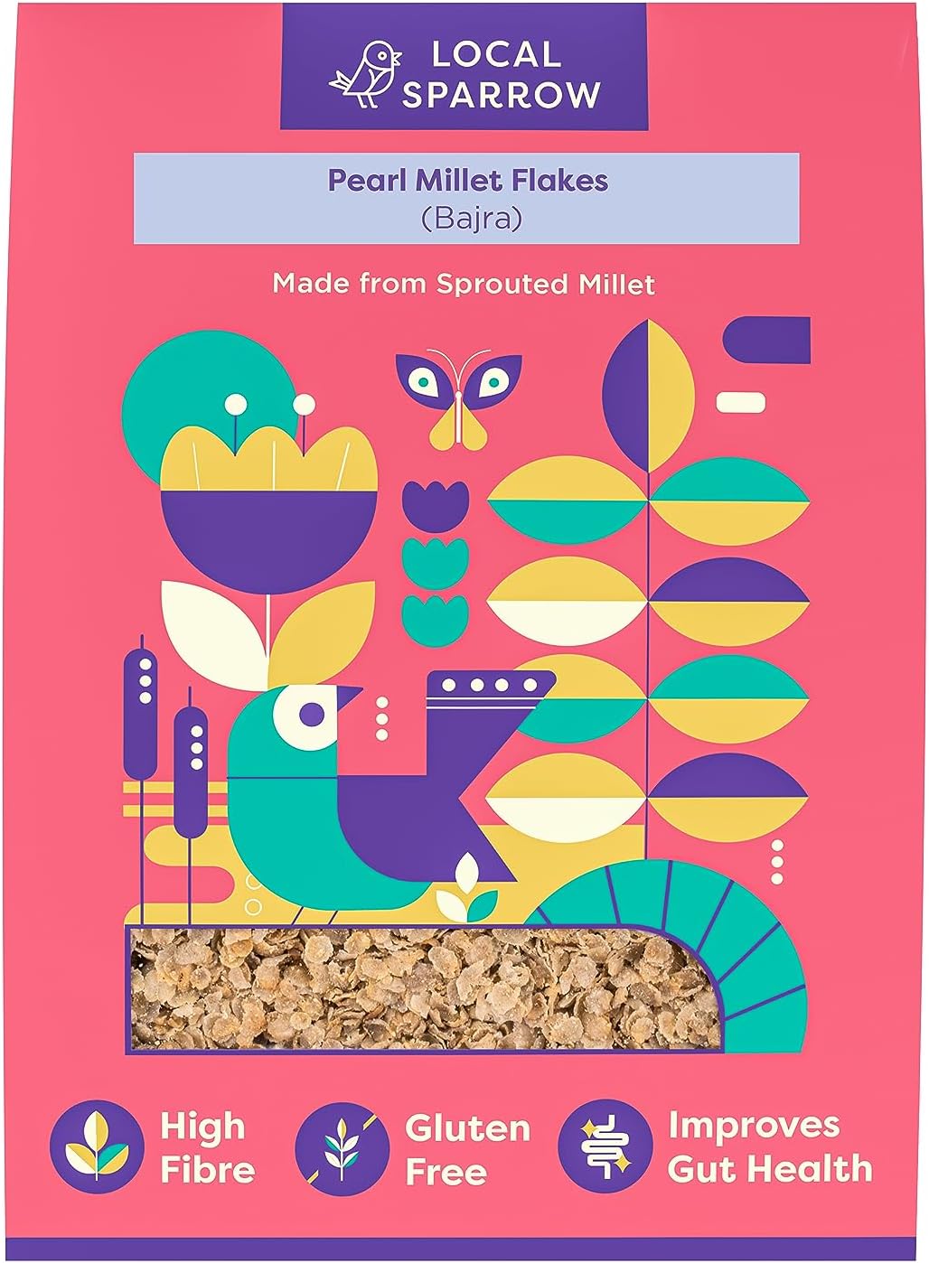 Local Sparrow Sprouted Pearl Millet Flakes| 500grams| Bajra Poha