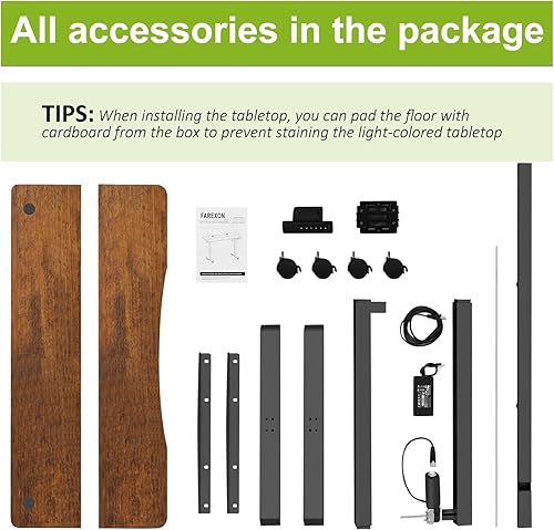 Miniatura 9 de farexon Escritorio eléctrico de pie de altura ajustable, escritorio de computadora de 47 x 24 pulgadas con escritorio ergonómico curvado, escritorio