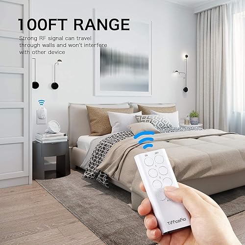 Miniatura 2 de Toma de control remoto para interiores, interruptor de luz remoto inalámbrico, rango de 100 pies, 3 tomas+1 control remoto, control simultáneo,