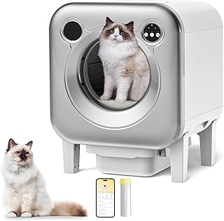 Sereiney Self Cleaning Cat Litter Box, 90L Extra Large Automatic Litter Box with APP Control, Odor-Free Robot Litter Box S...