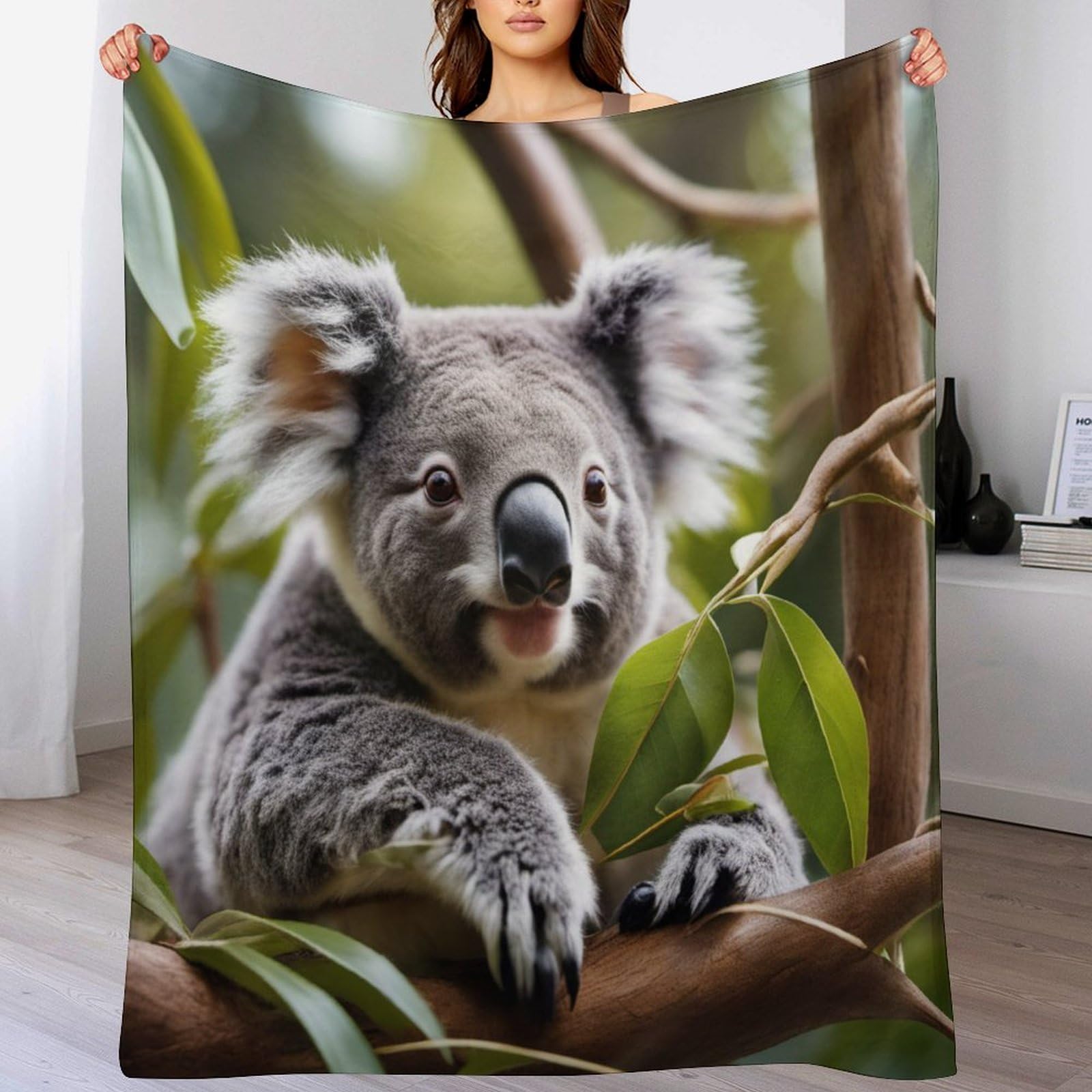 Manta de franela Koala cálida con tejido térmico para invierno
