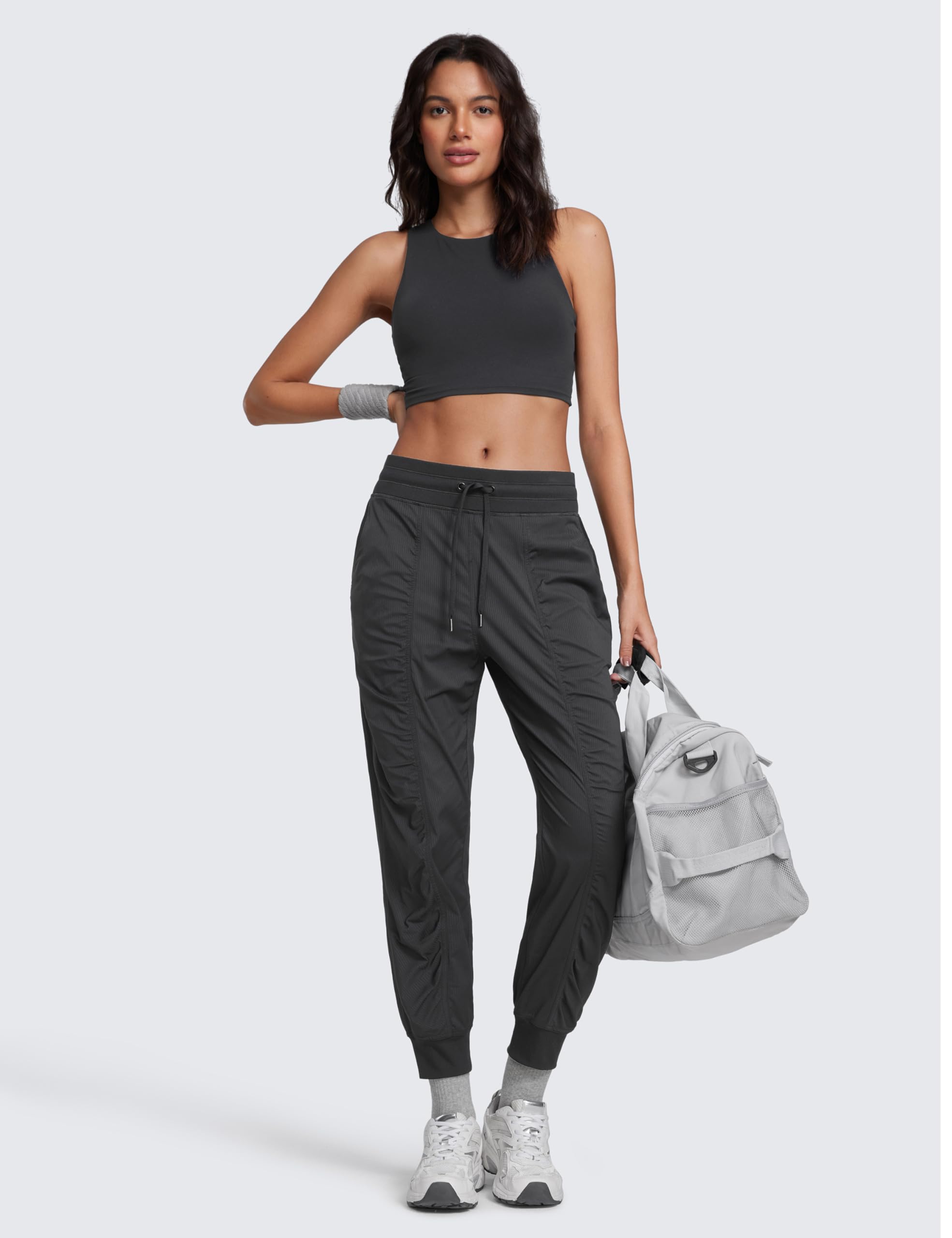 CRZ YOGA Ease Line Pantaloni Jogger 66cm Inchiostro Grigio 38 | Casual, Leggero, Design Arricciato, Tasche, per Donna
